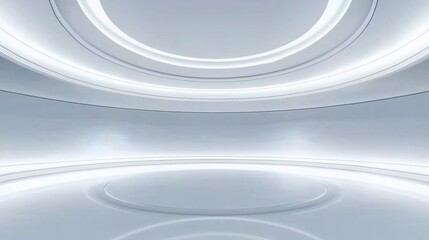 Modern Minimalist White Studio with Soft Lighting and Gentle Curves Creating a Serene Atmosphere