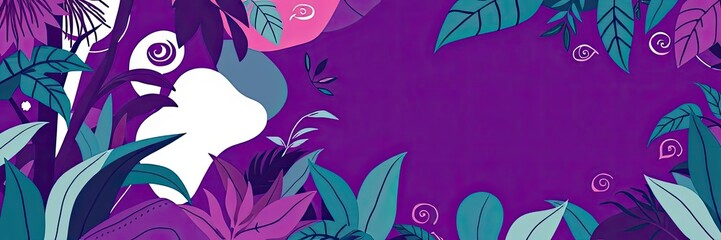 Purple Tropical Leaves Background Nature Illustration Floral Design