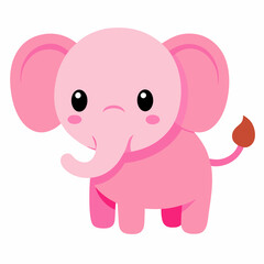 Naklejka premium Cartoon cute pink baby elephant vector on white background.
