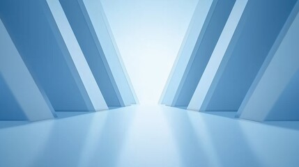 Fototapeta premium Stunning Blue Abstract Architecture Design with Perspective Lines and Soft Lighting