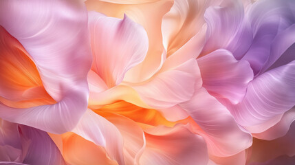 A visually captivating composition of soft, flowing petals, delicately arranged in an abstract floral pattern