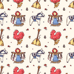 seamless pattern with maslenitsa elements