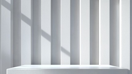 Minimalist White Shelf Against Textured Wall with Soft Shadows Evoking Calmness