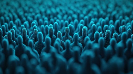 Obraz premium Abstract Representation of Crowd in Blue Tones with Depth Effects