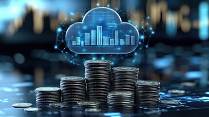 Cloud Computing Cost Efficiency, cost efficiency in cloud computing with an image showing pay-per-use pricing models, resource optimization techniques