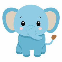 Cartoon cute baby elephant vector on white background.