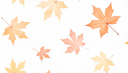 Delicate autumn leaves floating against a white background, seasonal beauty