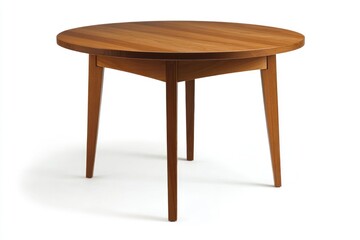 Wooden Round Dining Table on White Background for Modern Interiors