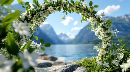 A ring arch with flowers is a delicate style for couples. 