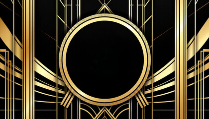 Art deco invitation design with bold geometric patterns, 1920s elegance