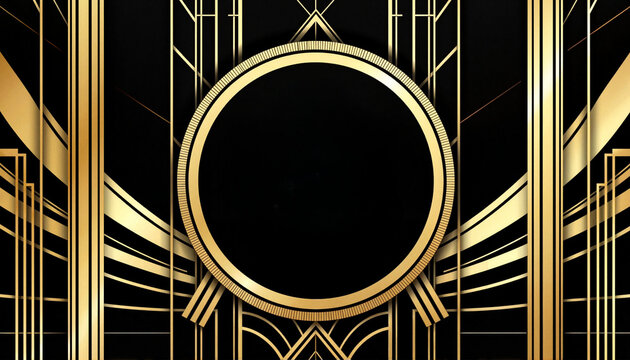 Art deco invitation design with bold geometric patterns, 1920s elegance