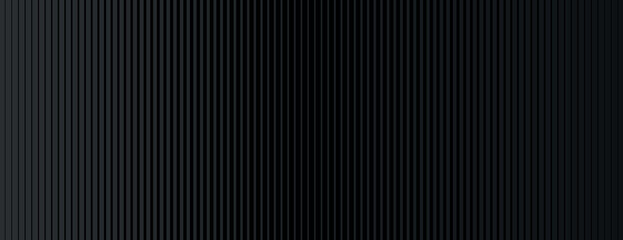 Obraz premium Black background with vertical stripes. The black background has a sleek, textured appearance with repeating black lines. Digital background vector. Black background.