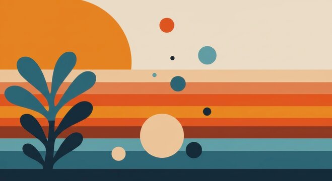 Abstract Coastal Sunset: A captivating abstract illustration featuring a vibrant sunset over a serene coastline, evoking a sense of tranquility and artistic beauty.