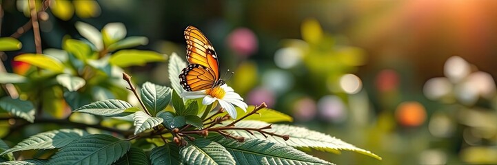 Fototapeta premium Monarch Butterfly on Flower Nature Scene Spring Wildlife