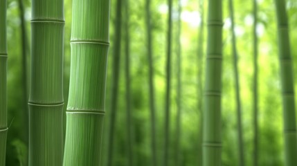 Fototapeta premium Lush Green Bamboo Forest Close Up