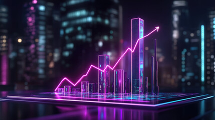 Naklejka premium Strategic business growth meeting virtual conference room holographic visualization innovative environment corporate viewpoint financial achievement concept