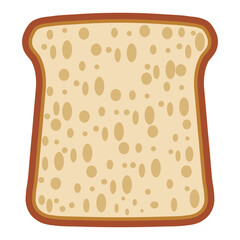 Cartoon Illustration of a Toasted Bread Slice with Golden Crust