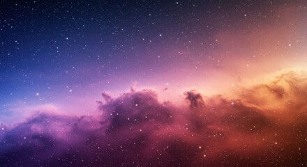 Cosmic Nebula: A breathtaking view of a vibrant nebula in deep space, awash in hues of pink, purple, and orange. Countless stars twinkle across the celestial canvas.