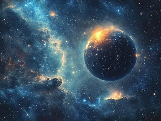 Obraz premium Capture the celestial beauty of constellations and other celestial bodies surrounding the sphere with AI enhancement