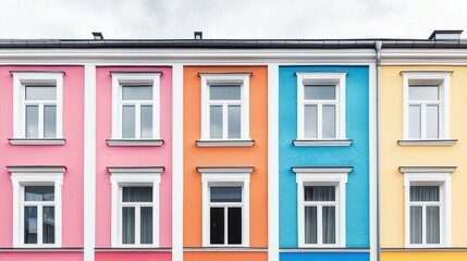 Obraz premium Colorful Facade of Buildings with Bright Walls and Windows