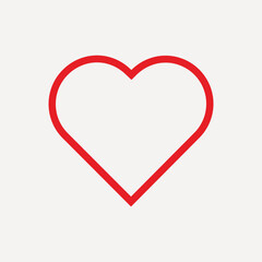 Minimal red heart outline illustration, Valentine's Day vector