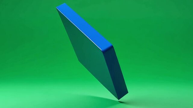 Floating Blue Rectangle on Green Background Perfect for Mockup Animation