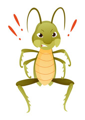 Playful Cartoon Grasshopper Character in a Dynamic Pose