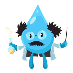 Water drop. Cute aqua character. Sticker for social networks. Cartoon flat vector illustrations isolated on white background