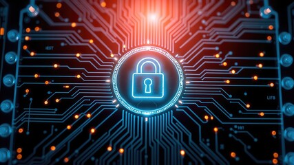 Obraz premium Digital Fortress, Cybersecurity in Focus, computer circuit board, Cyber Shield, Protecting the Future 