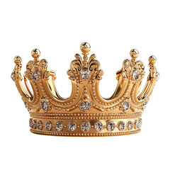 Golden crown adorned with jewels . on transparent cutout, PNG file