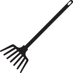 Rake Silhouette in Vector Style on White Background Isolated Illustration 