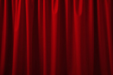 red curtain is shown in a dark room