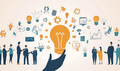Marketing business idea and office icons illustrator or infographic for presentation background