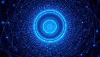 Fototapeta premium A detailed description of an abstract wireframe tunnel is a mesmerizing blue wormhole