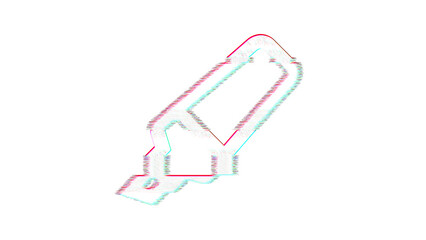 Icon highlighter is distorted. Glitch. Noise, chromatic aberration, geometric distortion