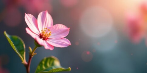 Naklejka premium A solitary white flower showcases its delicate pink hues, pink, whitemeetingcenter, blossoms