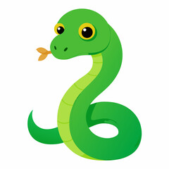 Fototapeta premium Cartoon green snake vector on white background.