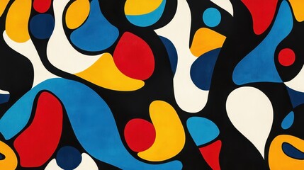 Abstract geometric shapes in vibrant colors with red, blue, yellow forms