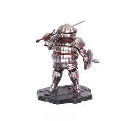 metal knight figurine isolated on white background