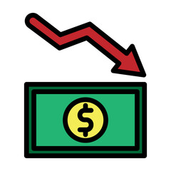 Sales Down Vector Filled Icon Design