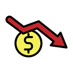 Loss Arrow Vector Filled Icon Design