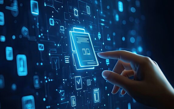 Hand interacting with digital document interface (1)