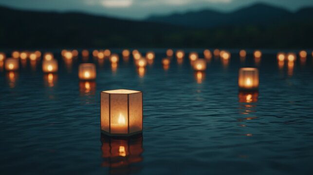 Lanterns on Water Stillness