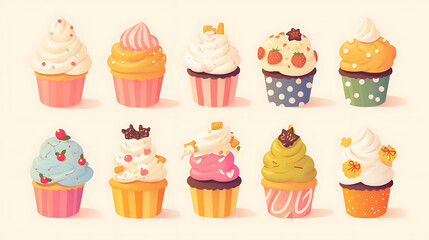 Bakery equipment and cakes material for advertising illustrations