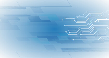 Abstract futuristic communication. Hi-tech blue background with various technology elements. Vector illustration of circuit board and squares.