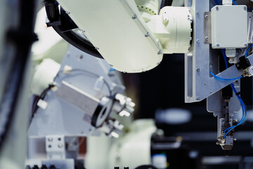 robot arm working in car factory