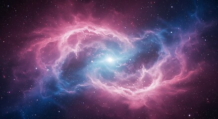 Obraz premium A galaxy-inspired aesthetic background with swirling nebulae in pink, blue, and violet.