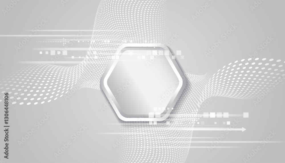 Poster Abstract hexagons on the grey background. Hi-tech digital technology and engineering concept. Digital template with polygons for medical and science banners or presentations.