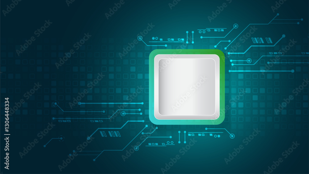 Aufkleber Hi-tech vector illustration with various technology elements. Abstract global sci-fi concept. Digital internet communication on blue background. Wide Cyber security internet and networking concept.