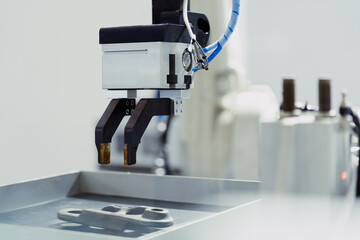 robot arm working in factory